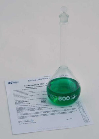 VOLUMETRIC FLASK, CLASS A, GLASS STOPPER, INDIV. CERT, 1000ML | UNI1-FG5639-1000