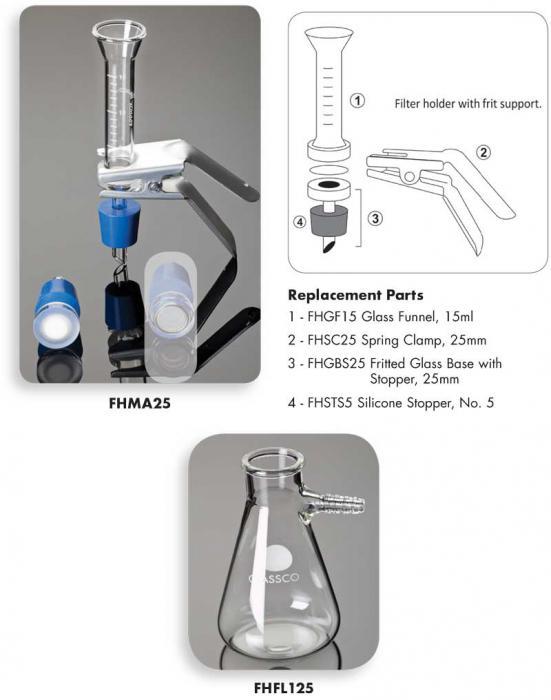 MICROANALYSIS VACUUM FILTER HOLDER SET, FRITTED GLASS, 25MM | UNI1-FHMA25