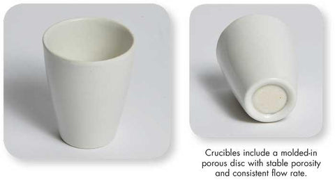 CRUCIBLES, POROUS BOTTOM, PORCELAIN 25 ML, 5.0 MICRON | UNI1-JCP25050