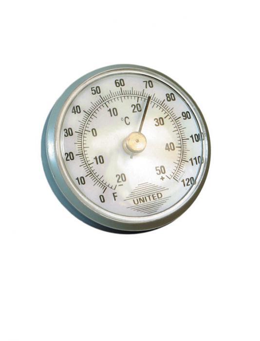 DIAL THERMOMETER, -20 TO 50 DEGREES C, AND 0 TO 120 DEGREES F | UNI1-THMR01