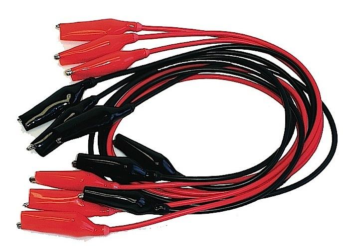ALLIGATOR CLIP LEADS, 24", PACK OF 6 (3 RED, 3 BLACK) | UNI1-WAG024-PK/6