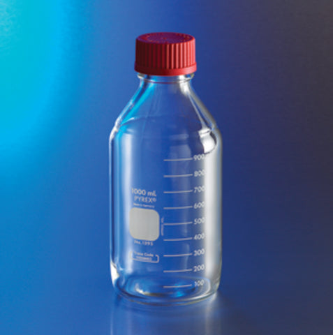 PYREX® 5L Round Media Storage Bottles, with GL45 PBT Plug Seal High Temperature Cap | COR1-1395-5LHTC