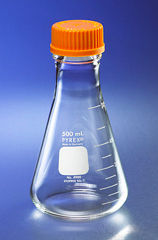 PYREX® 1L Wide Mouth Erlenmeyer Flasks, with GL45 Screw Cap | Corning 4995-1L