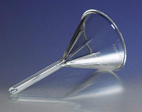 PYREX® 100 mm Diameter 60° Angle Fluted Funnel, Short Stem | Corning 6180-100