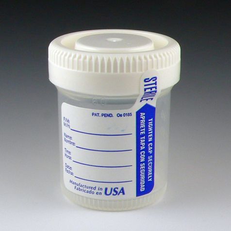 Tite-Rite container, 60mL, PP, white A-SC,LBL,STR,temp strip | GLO1-6523TP